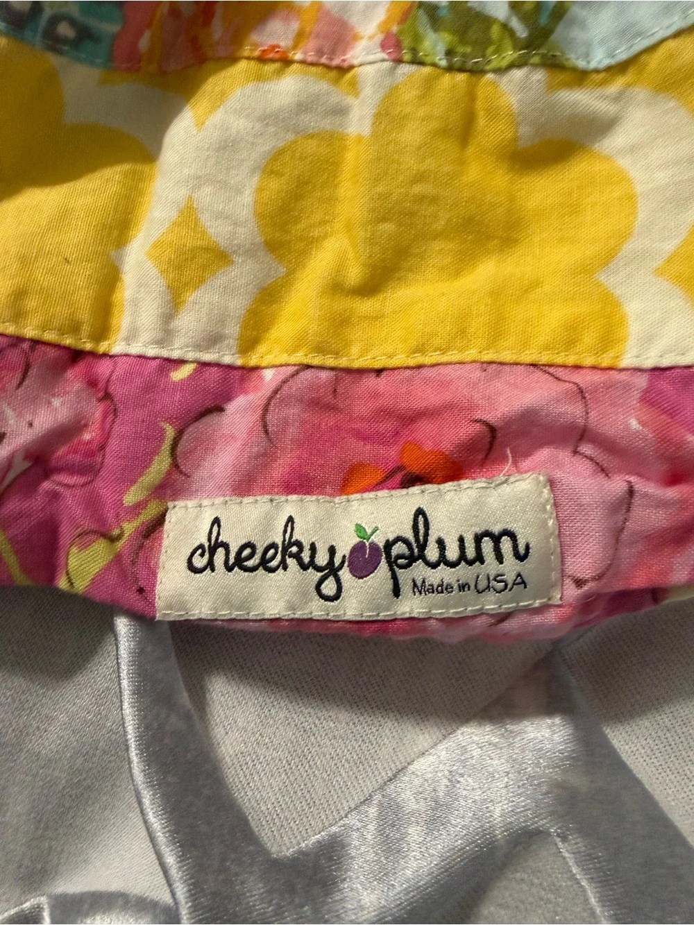 cheeky plum Yellow, Pink & Blue Floral Ruffle Dress 100% cotton made in USA